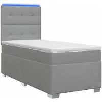 vidaXL Lit boxspring avec matelas gris clair 100 x 200 cm Tissu