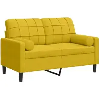 vidaXL Canapé 2 places avec coussins décoratifs jaune 120 cm velours