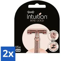 Wilkinson Intuition - Recharges - Rasoir rose doré - Deluxe - 15 lames - Pack avantage - 2 pièces
