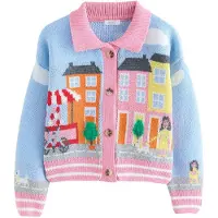 Next Cardigan brocart / lavande / pitaya / blanc cassé