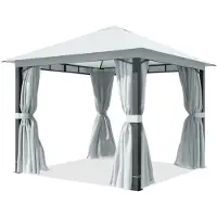 TOOLPORT Pavillon de jardin 3x3 m, poteaux alu, toile de toit 220 g/m² gris - avec parois latérales et moustiquaires