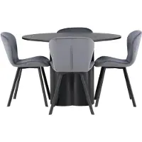 Ebuy24 Olivia ensemble pour salle à manger table à manger noir 4 chaises gris.