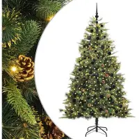 vidaXL Sapin de Noël artificiel avec branches pliables et cônes 210 cm