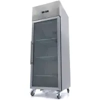 Maxima - Congélateur Gastro - 700 l - 3 étagères réglables (2/1 GN) - Acier inoxydable - avec porte vitrée