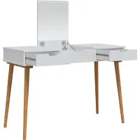 vidaXL Table de maquillage FAUSKE, blanche, 112 x 50 x 78 cm