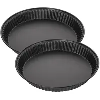 Zenker 7543 Lot De 2 Moules À Quiche, Moule À Tarte, Moule Pour Quiche Lorraine, 2 Moules À Quiches Lorraine Identiques, Moule Quiche, 2 Moules À Tartes, Acier Inoxydable, Noir, 30 X 3,5 Cm