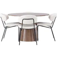 Ebuy24 Lanzo ensemble pour salle à manger table à manger naturel 4 chaises bouclé blanc.