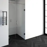 Brauer Void porte de niche 2 parties verre clair 100x200 réversible avec porte battante 60 au mur incl. traitement anticalcaire du verre PVD coloris inox GS-VON2H6040200NG