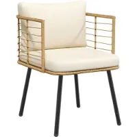 vidaXL Chaise de jardin avec coussin Naturel Poly Rattan