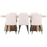 Ebuy24 Bootcut ensemble pour salle à manger table à manger naturel 6 chaises velours beige.