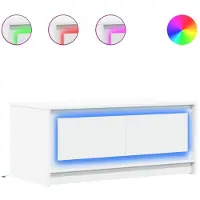 vidaXL Table basse LED Blanc Matériau dérivé du bois