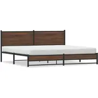 vidaXL Lit métallique sans matelas brun imitation chêne 193x203 cm