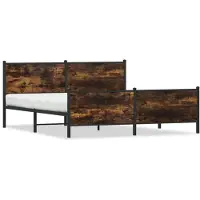vidaXL Lit métallique sans matelas chêne fumé 193x203 cm