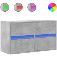vidaXL Armoire TV murale avec éclairage LED gris béton 80x31x45 cm