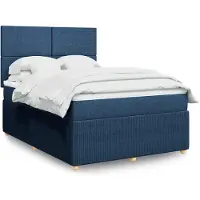 vidaXL Lit boxspring avec matelas bleu 140x190 cm Tissu