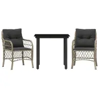 vidaXL Ensemble Bistro 3 pièces avec coussins gris clair Poly rotin