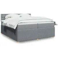 vidaXL Lit boxspring avec matelas gris clair 200x200 cm Tissu