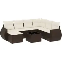 vidaXL Ensemble de jardin canapé 8 pièces avec coussins Marron Poly rotin