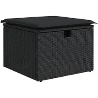 vidaXL Tabouret de jardin avec coussin noir 55x55x37 cm résine tressée