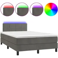 vidaXL Lit boxspring avec matelas & LED gris foncé 120x190 cm velours
