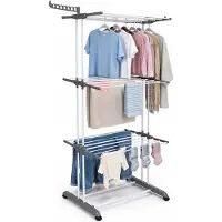 BREND Séchoir à linge pliable avec roulettes - 6 étagères - Inoxydable - Utilisation à l'intérieur et à l'extérieur – Peu encombrant – Séchoir à linge XXL - BR-2250
