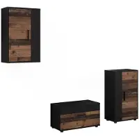 Vicco Meuble-paroi Berno Noir/Oldstyle Lot de 3 pièces, Model 59232