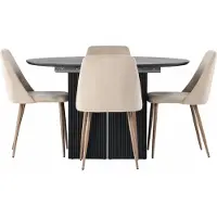 Ebuy24 Matilda ensemble pour salle à manger table à manger avec rallonge noir 4 chaises brun.