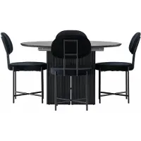 Ebuy24 Matilda ensemble pour salle à manger table à manger avec rallonge noir 4 chaises velours noir.