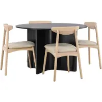 Ebuy24 Tyresö ensemble pour salle à manger table à manger noir 4 chaises blanchi.