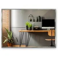 Tulup (70x100 cm) Miroir Salle de Bain Rectangulaire Avec Cadre Argenté Miroir Mural Design Moderne Style Contemporain Installation Murale
