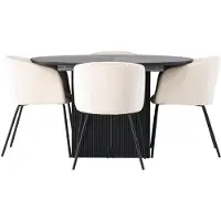 Ebuy24 Matilda ensemble pour salle à manger table à manger avec rallonge noir 4 chaises velours beige.