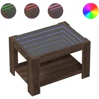 vidaXL Table basse LED marron imitation chêne 73x53x45 cm Matériau dérivé du bois