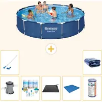 Bestway Steel Pro, piscine tubulaire ronde - 396 x 84 cm - 8 pièces - Modèle S21609