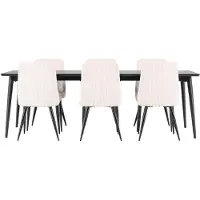 Ebuy24 Ellis ensemble pour salle à manger table à manger noir 6 chaises velours beige.
