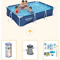 Bestway Steel Pro, piscine rectangulaire - 300 x 201 x 66 cm - 4 pièces - Modèle S22718