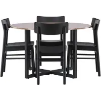 Ebuy24 Durango ensemble pour salle à manger table à manger noyerReproduction 4 chaises noir.