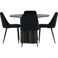 Ebuy24 Olivia ensemble pour salle à manger table à manger moka 4 chaises velours noir.
