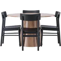 Ebuy24 Lanzo ensemble pour salle à manger table à manger naturel 4 chaises noir.