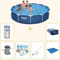 Bestway Steel Pro, piscine tubulaire ronde - 366 x 76 cm - 7 pièces - S21603