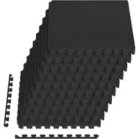 vidaXL : 50 tapis de sol, noirs, 18 m², en mousse EVA