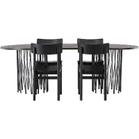 Ebuy24 Stone ensemble pour salle à manger table à manger moka 4 chaises noir.