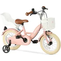 Deryan Vélo pour enfant Zoey 12 pouces – Vélo réglable avec panier – Rose