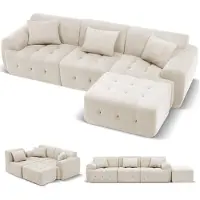COMHOMA Canapé d'angle , 245 x 60 x 40 cm, canapé modulable avec fonction couchage, canapé-lit, canapé en L pour le salon, emballé sous vide, combinable à volonté