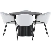 Ebuy24 Olivia ensemble pour salle à manger table à manger noir 4 chaises velours gris.