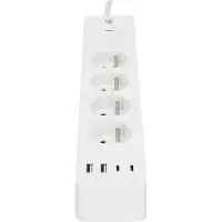 Nedis , multiprise WLAN 4x 3680W 2m avec 4 ports USB, blanc