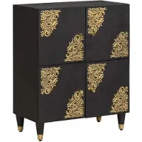 vidaXL Buffet avec étagère noir 60 x 33 x 75 cm bois massif mangue
