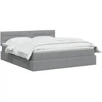 vidaXL Lit coffre à LED avec matelas, gris clair, 140 x 200 cm, tissu