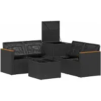 vidaXL Ensemble de salon , 6 pièces, noir et crème, en résine tressée et en acier