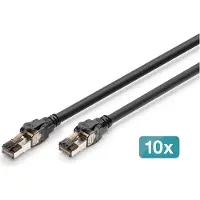 Digitus CAT 8.1 S-FTP Patchkabel, Cu, LSZH AWG 24/7, Länge 1 m, Farbe schwarz, 10 Stk. (S/FTP, CAT8.1, 1 m)