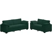 vidaXL Ensemble de canapé 2 pièces avec coussins, velours vert foncé